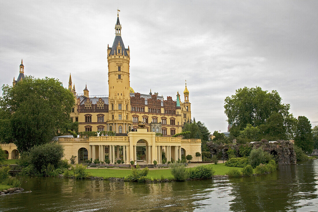 Schwerin Castle Along The Water; Schwerin, Mecklenburg, Germany