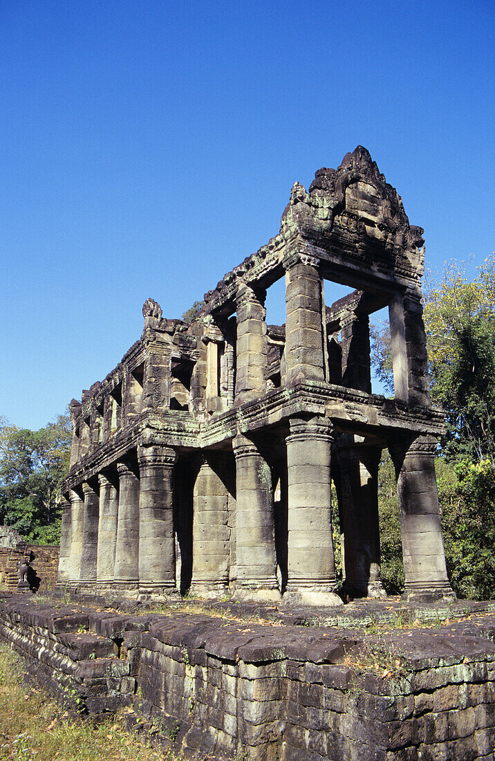 Kambodscha, Siem Reap, Angkor Wat, Außenseite der Steinstruktur; Prah Khan Tempel