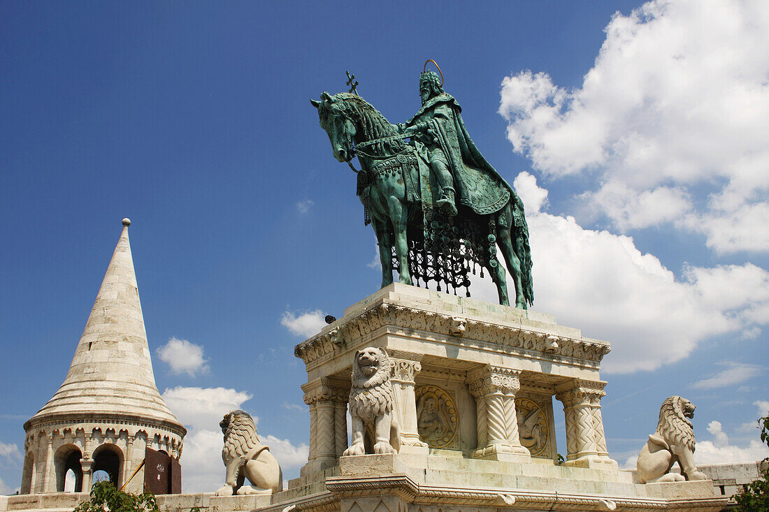 St. Stephen Statue In The Castle District; Budapest Hungary