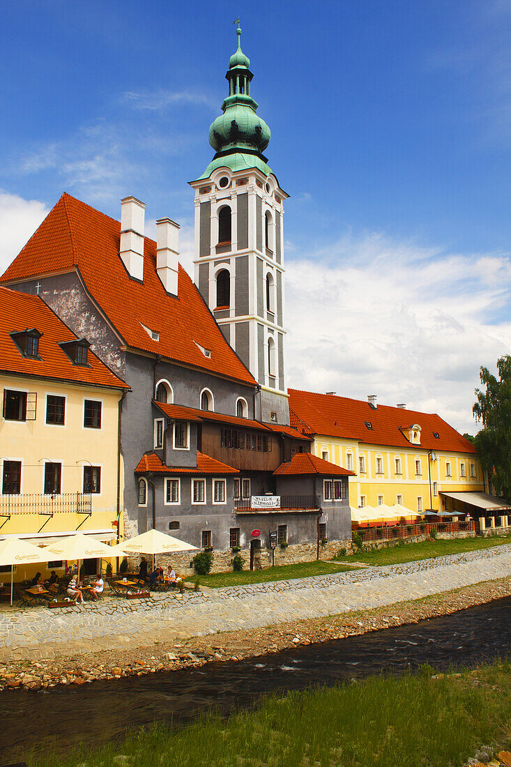 Vltava River And The Old Town; Chesky Krumlov Jihocesky Czech Republic