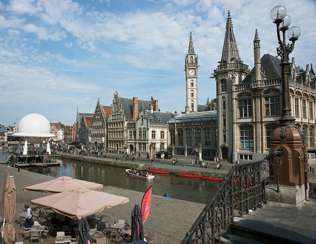 The Graslei One Of The Most Scenic Places In Old City Of Ghent; Ghent Oost-Vlaanderen Belgium