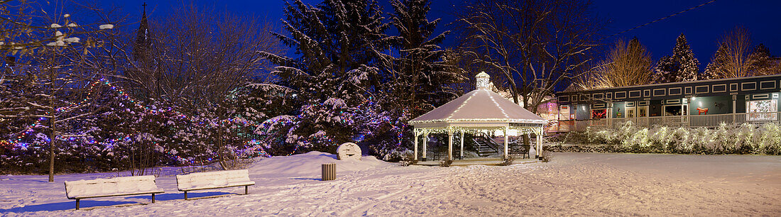 Christmas Lights On A Gazebo; Knowlton Quebec Canada
