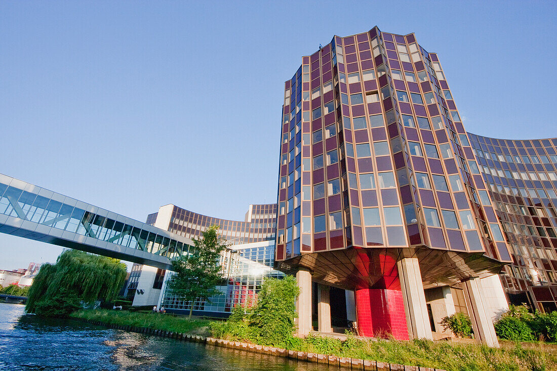 The Winston Churchill Building Of The European Parliament On The Banks Of The Ill River, Strasbourg, France