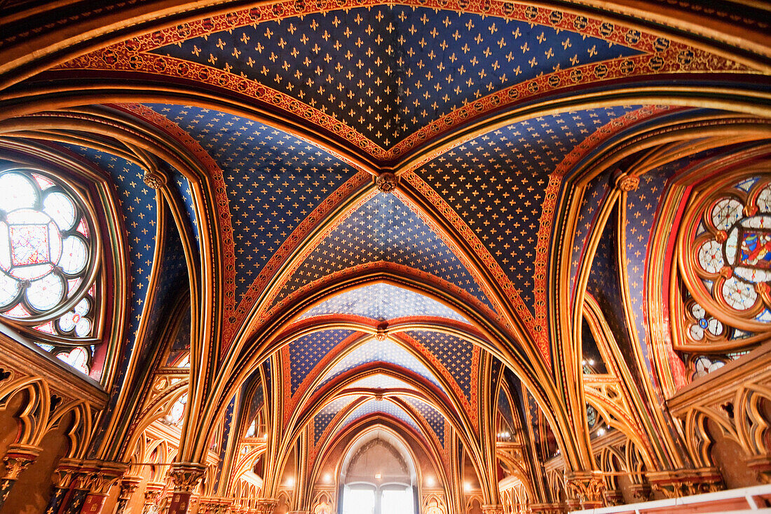 Ceiling Of The Lower Chapel Of La Sainte-Chapelle, Paris, France