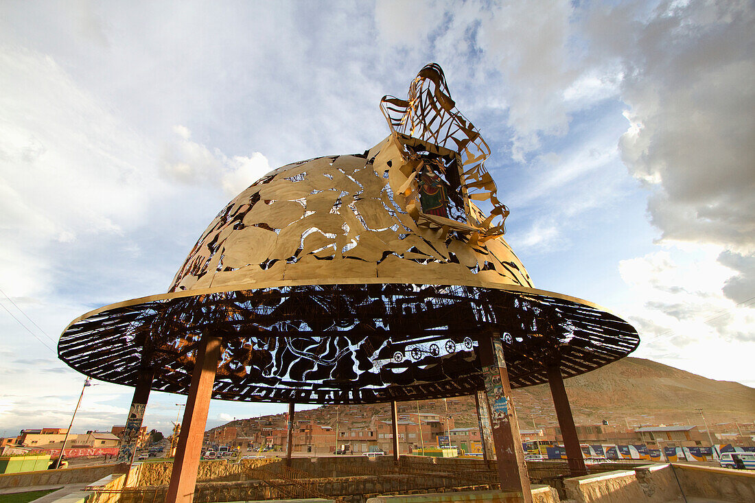 Miner's Hat-Shaped Modern Monument At The Entrance To Oruro, Bolivia