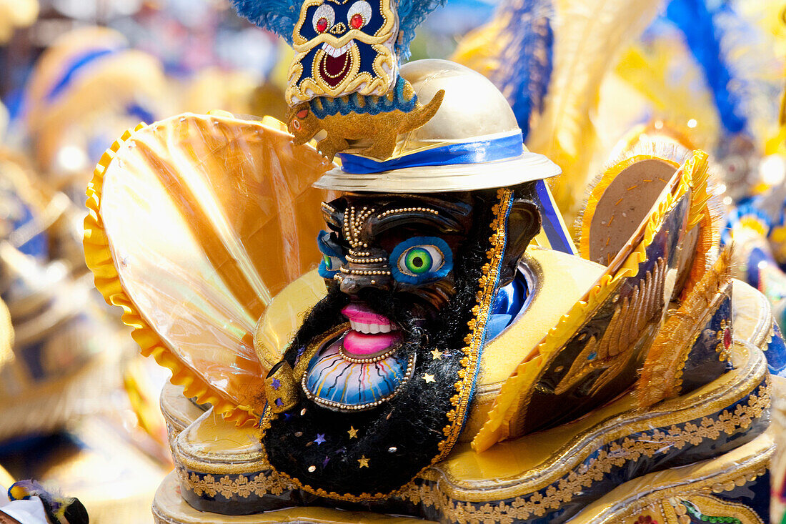 Morenada Dancer Wearing An Elaborate Mask And Costume In The Procession Of The Carnaval De Oruro, Oruro, Bolivia