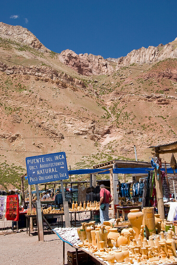 The Artisan Market At Puente Del Inca In The Andes; Mendoza Argentina