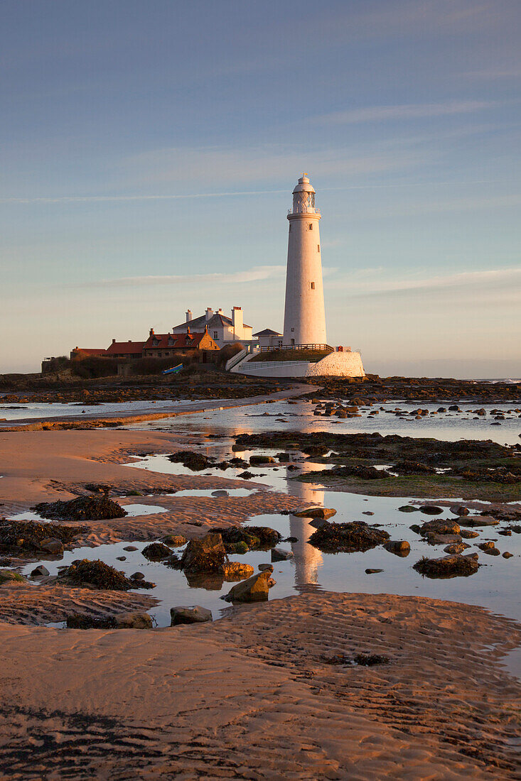 Lighthouse On St. Mary's Island; Northumberland England