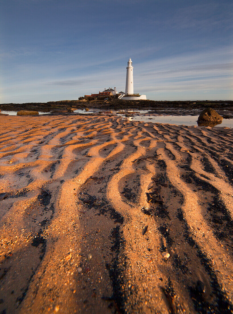 Lighthouse On St. Mary's Island; Northumberland England