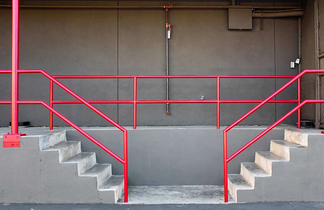 Loading Dock with Red Hand and Barrier Rails 