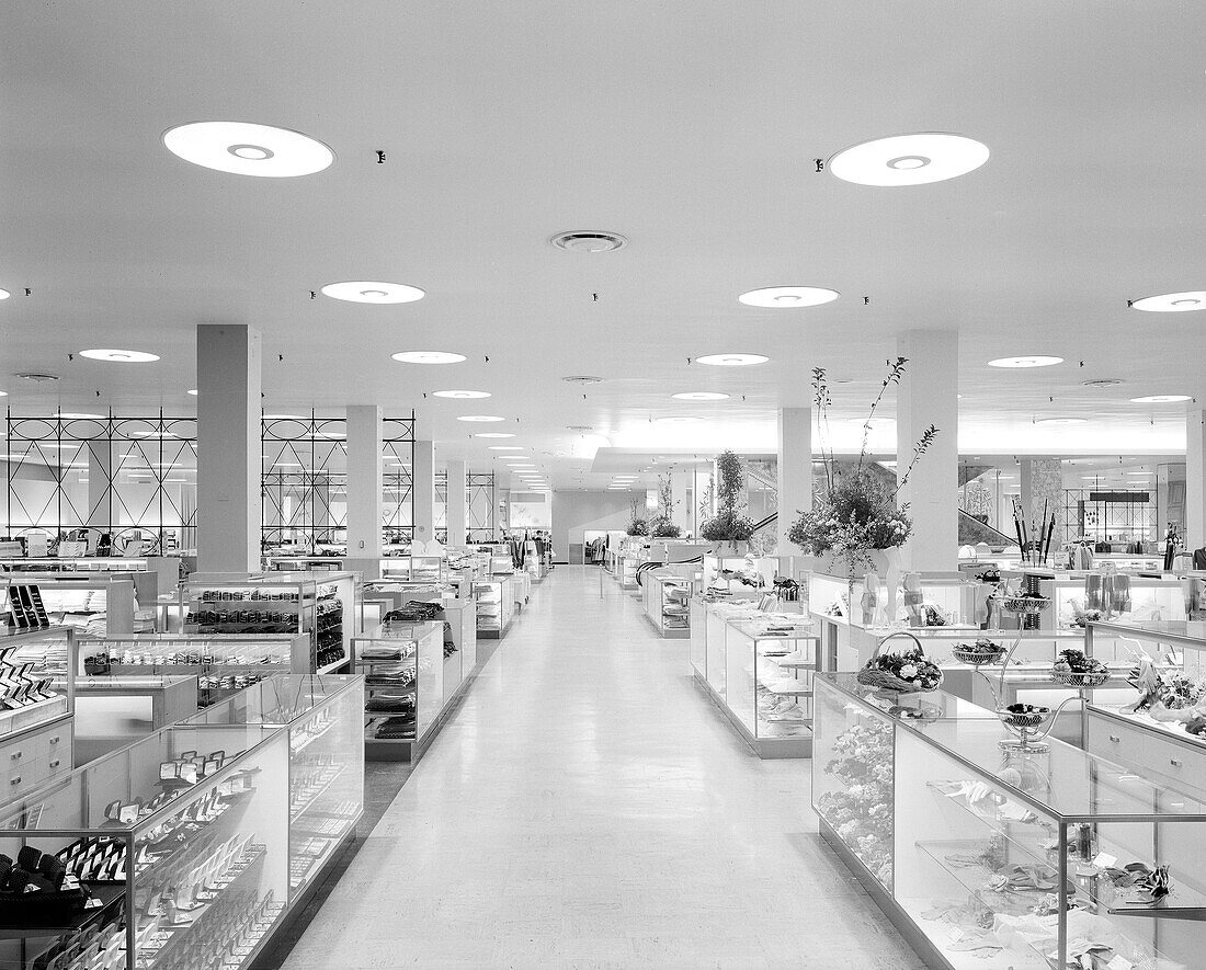 Innenansicht, Gimbel Brothers Department Store, Yonkers, New York, USA, Sammlung Gottscho-Schleisner, 1955