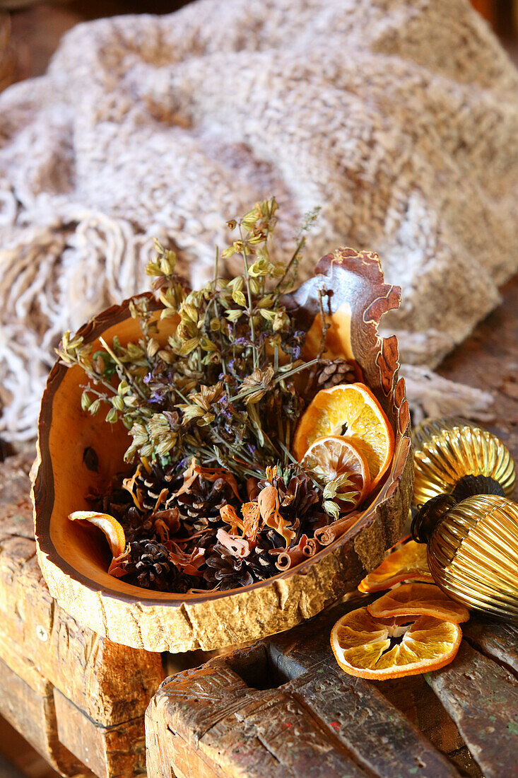 Dried blossoms with Christmas spices