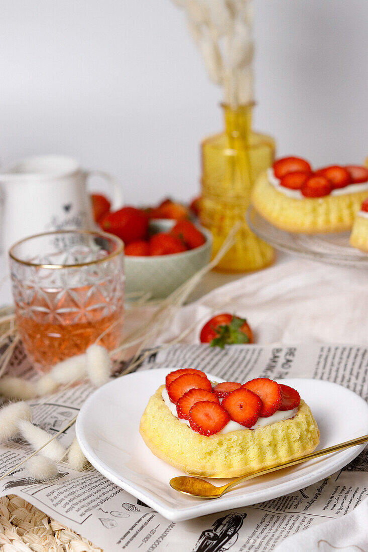 Heart-shaped strawberry tartlet