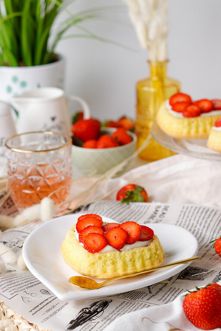 Heart-shaped strawberry tartlet