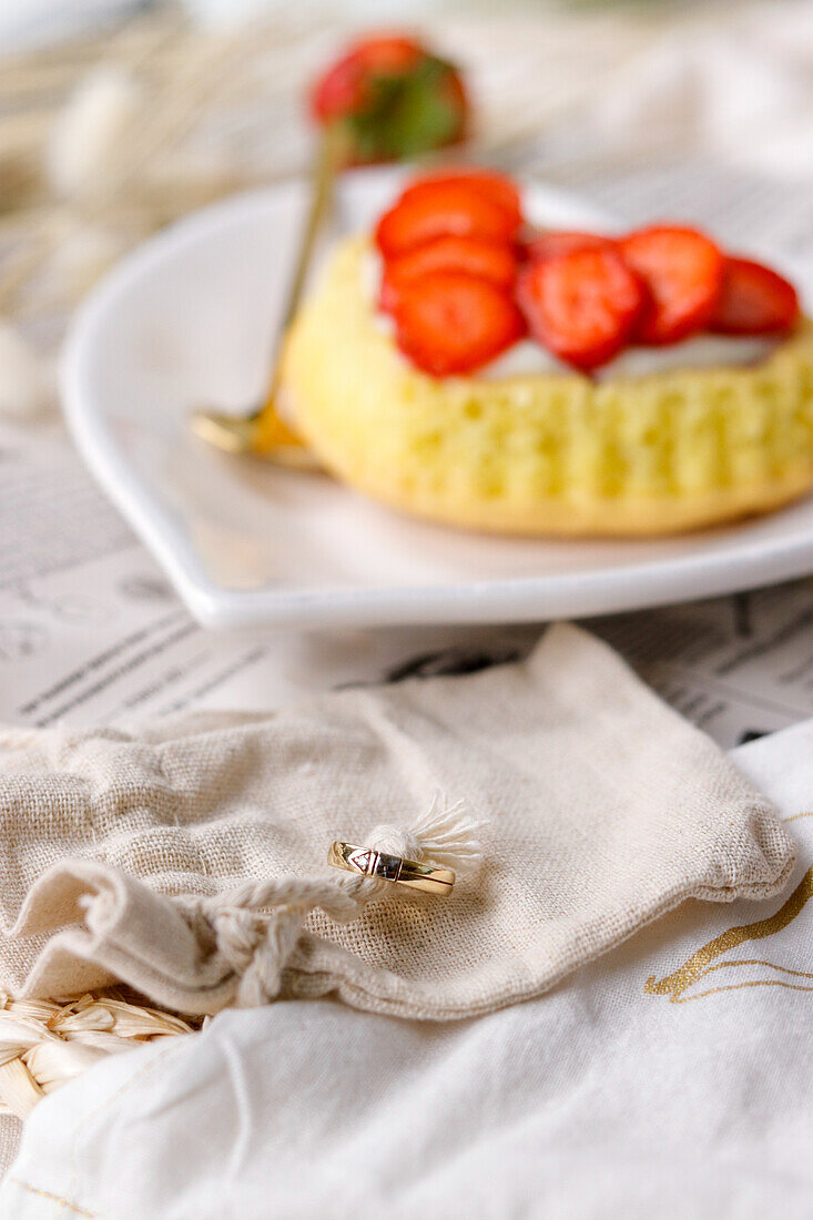 Heart-shaped strawberry tartlet for engagement