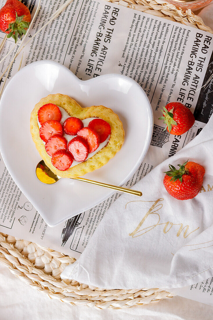 Heart-shaped strawberry tartlet