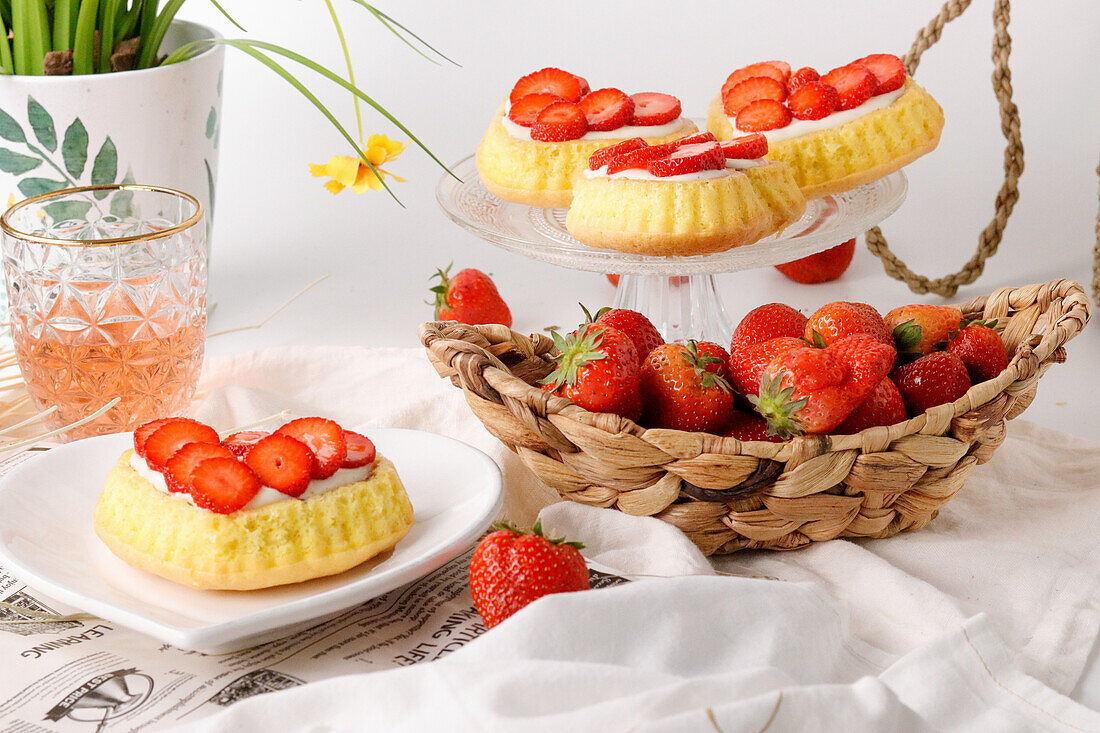 Heart-shaped strawberry tartlet