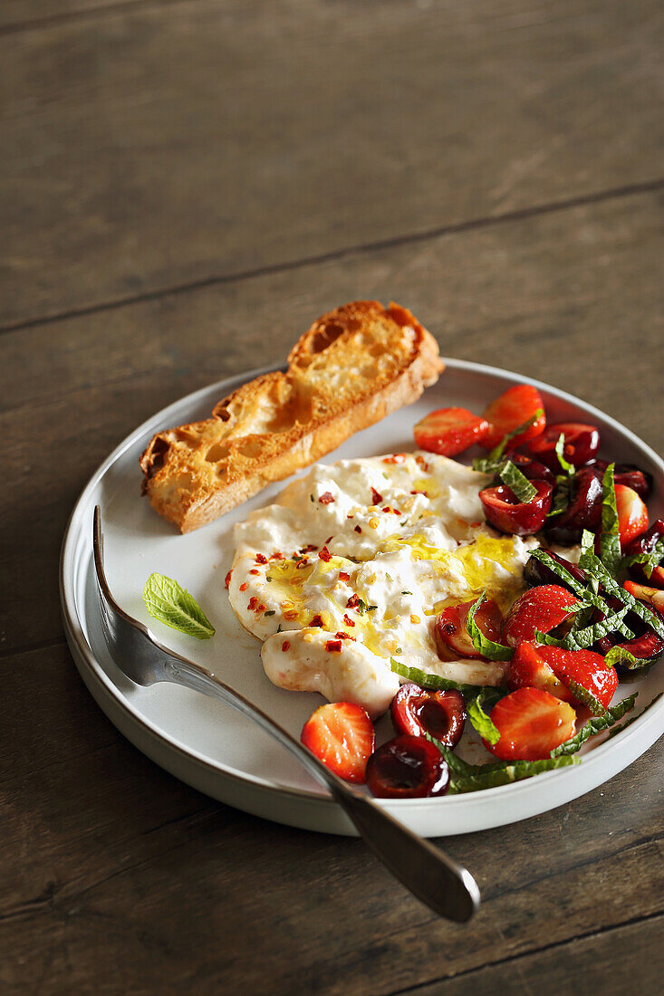 Summer burrata salad with balsamic berries