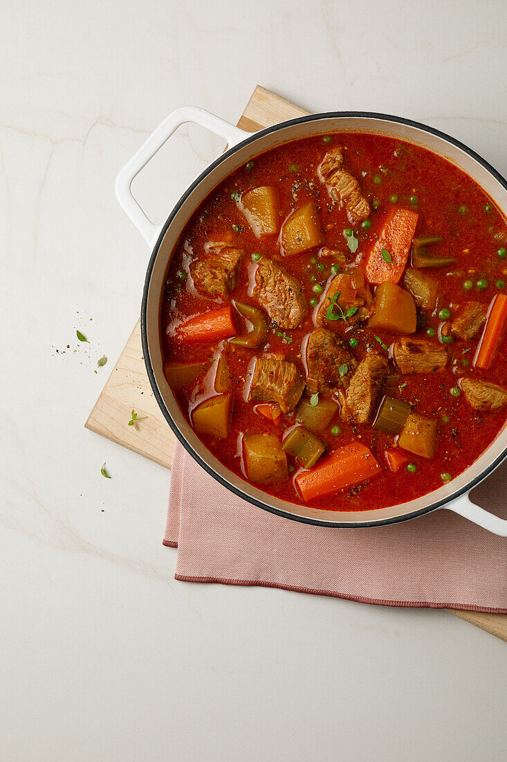 Beef stew with carrots and tomatoes