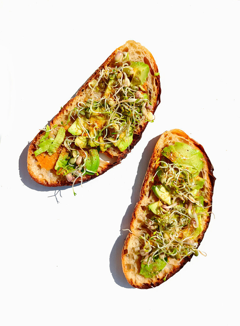 Avocado toast with sprouts