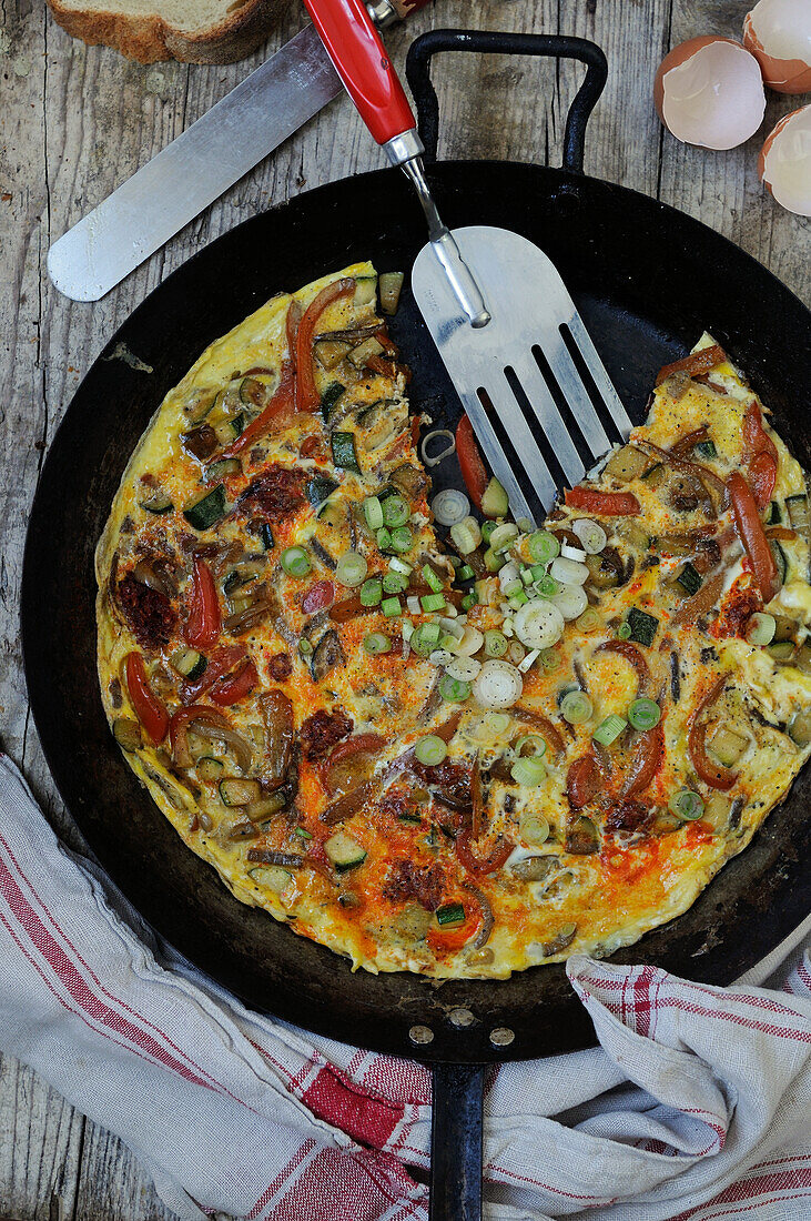 Omelette with mixed vegetables