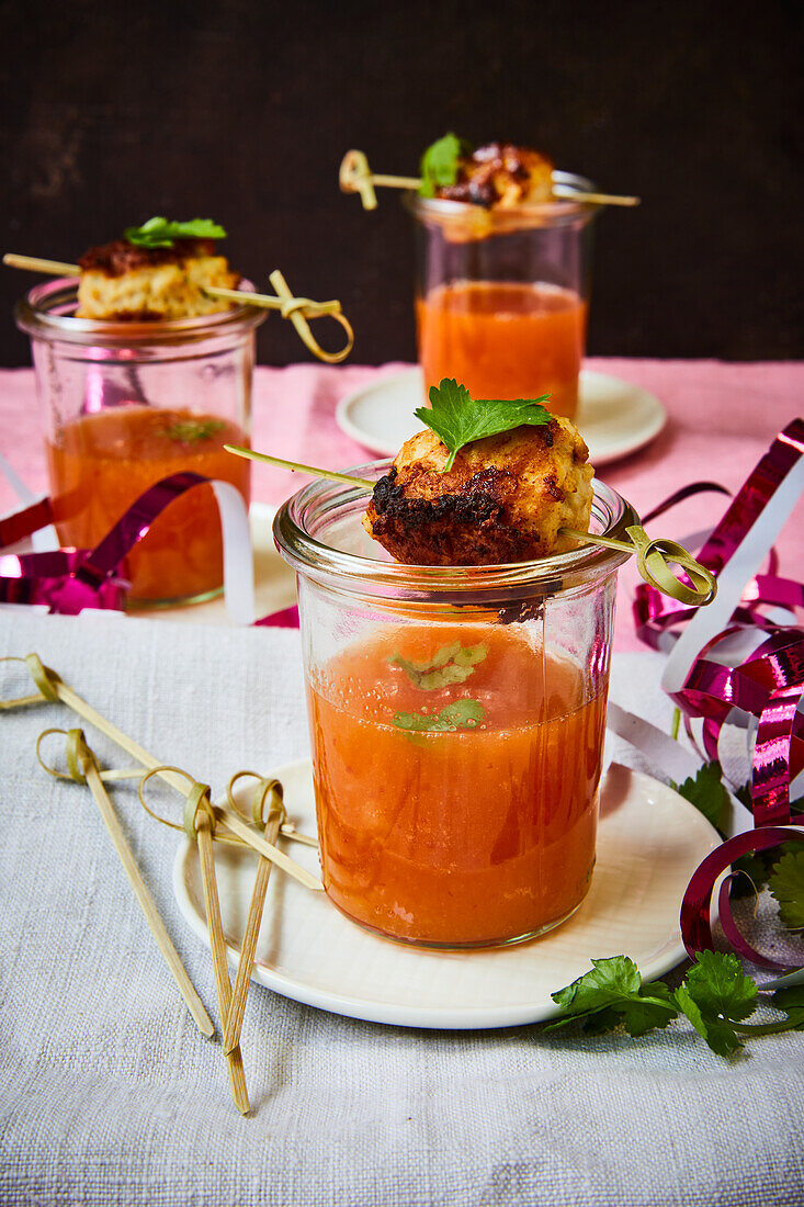 Chicken meatballs with sweet and sour chili sauce