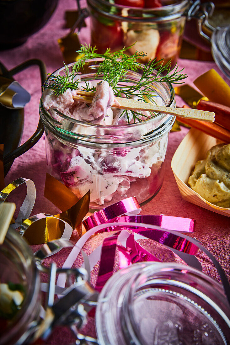 A jar of herring salad