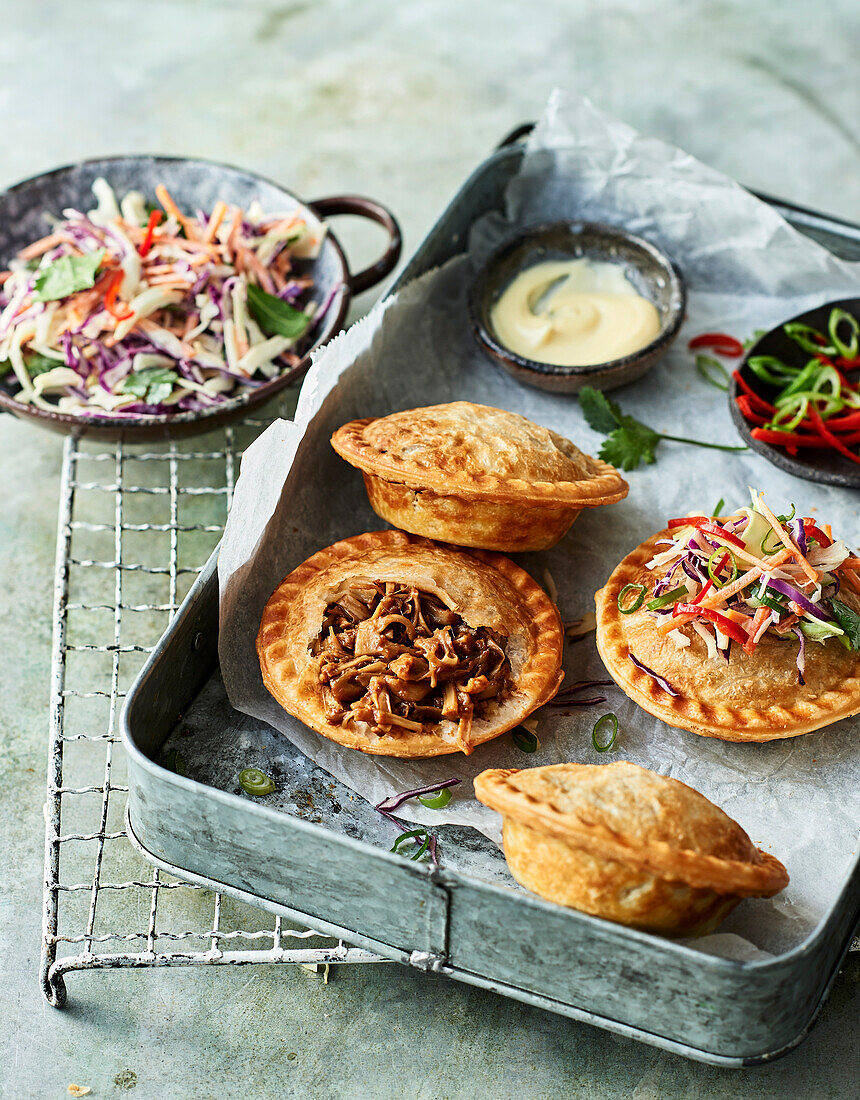 Pulled jackfruit pies with Asian slaw