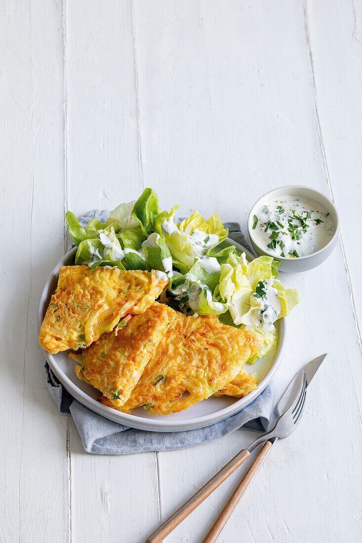 Vegetable Pancake Roll-ups on a Serving Dish