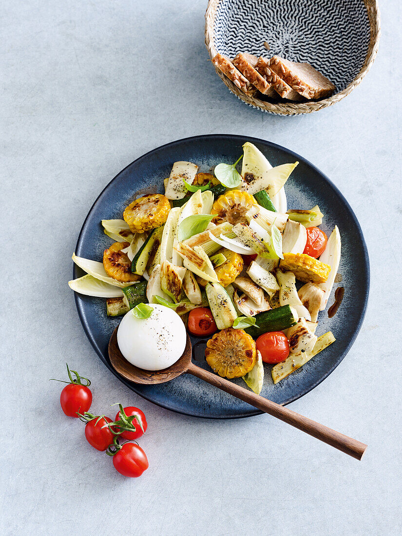 Burrata salad with grilled vegetables