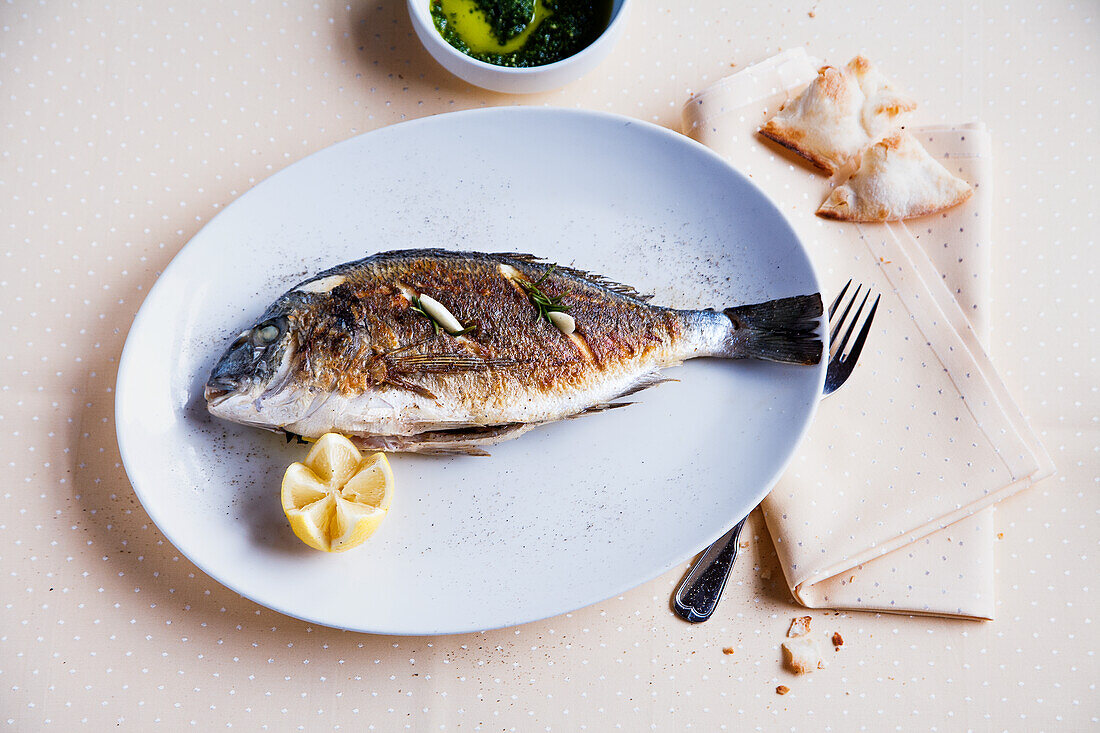 Fried sea bream