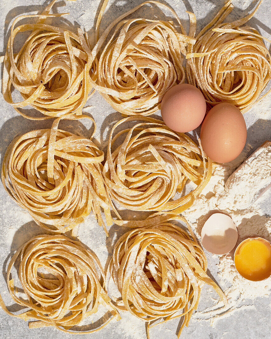 Freshly made tagliatelle