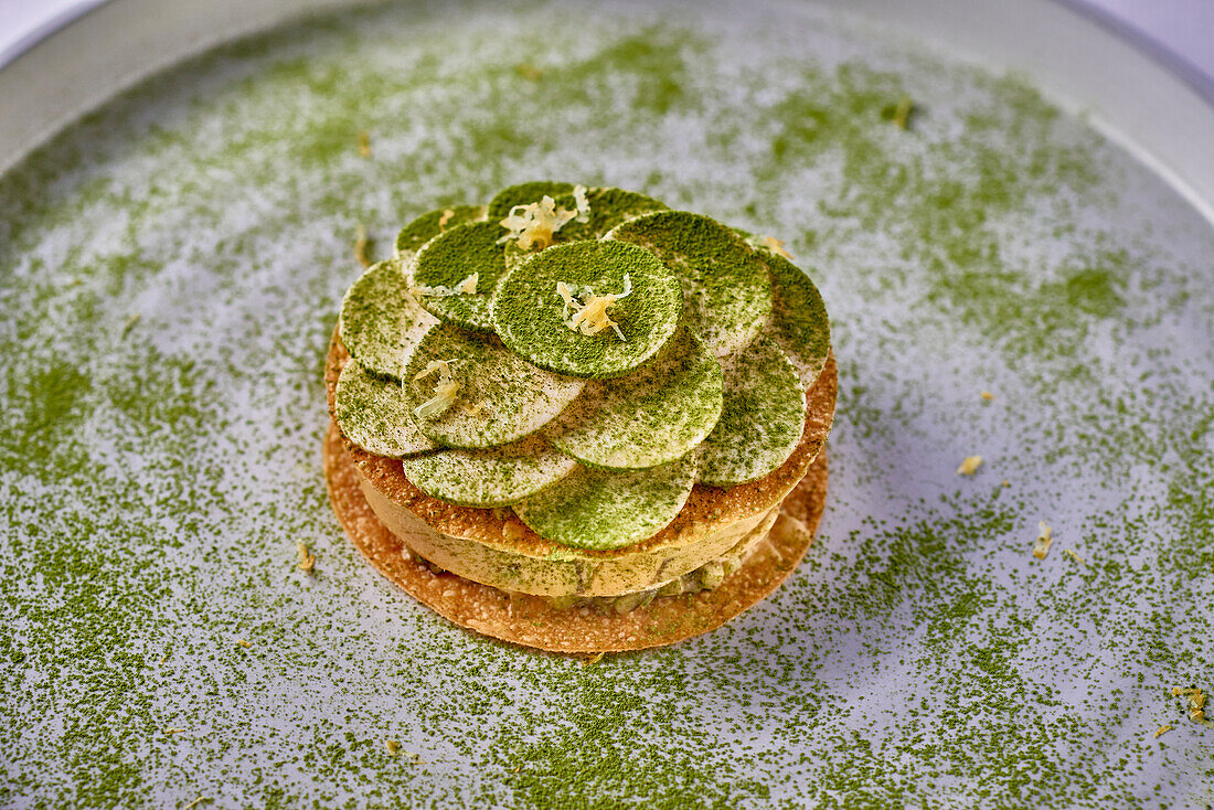 Half-cooked matcha foie gras