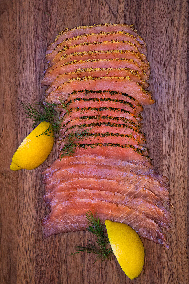 Three different kinds of smoked salmon