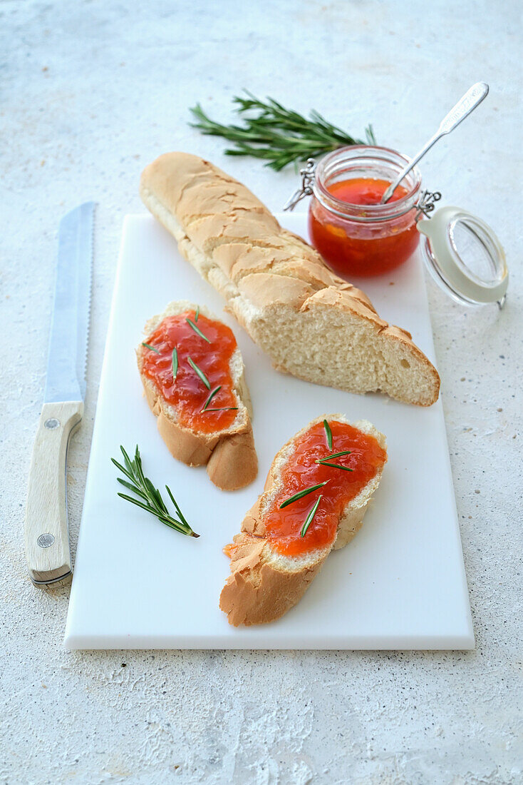 Apricot jam with rosemary