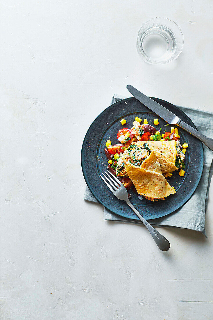 Spinach and tuna crepes