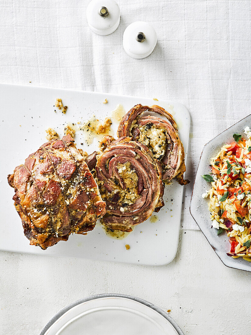 Slow roasted lamb breast with oregano and feta