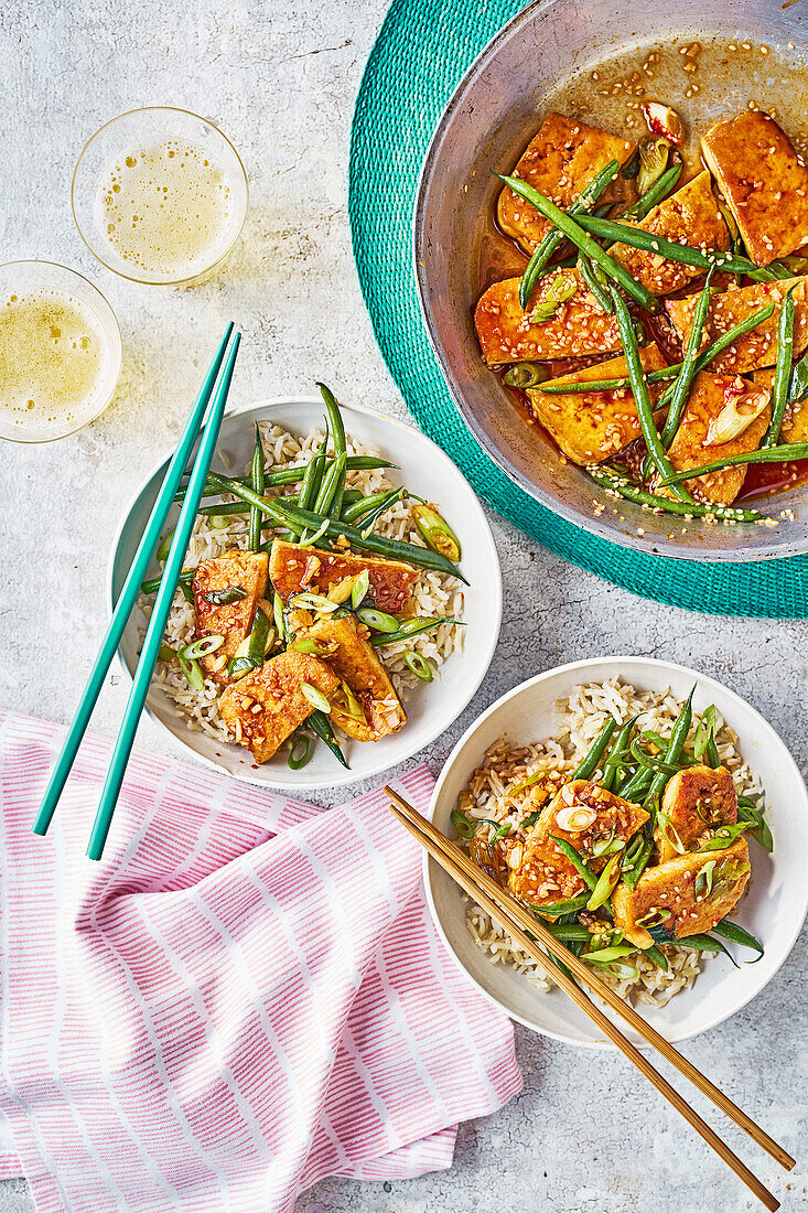 Braised sesame tofu with green beans