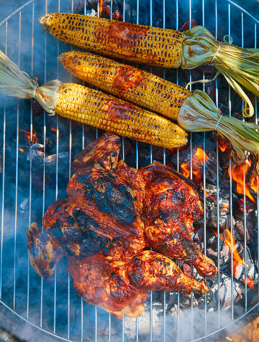 Grilled chicken and corn