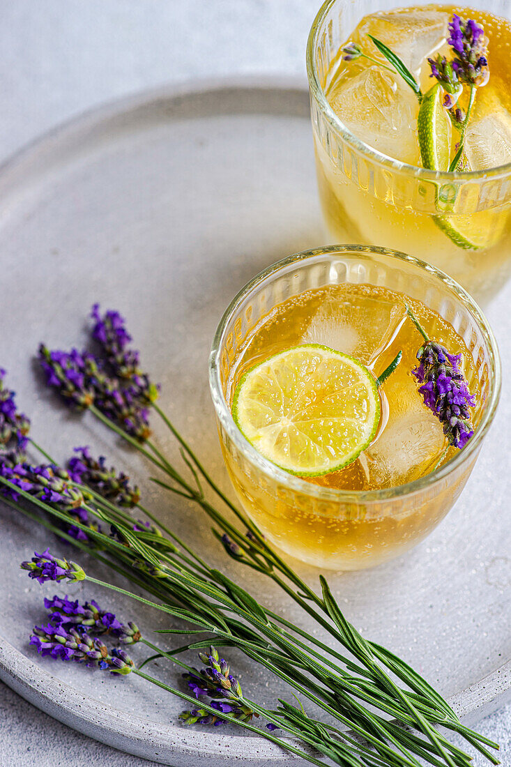 Summer cocktail with vodka and lavender