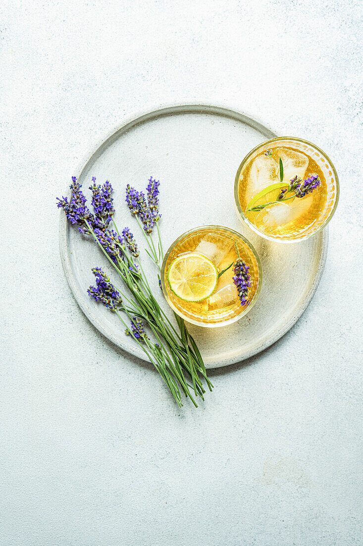 Summer cocktail with vodka and lavender