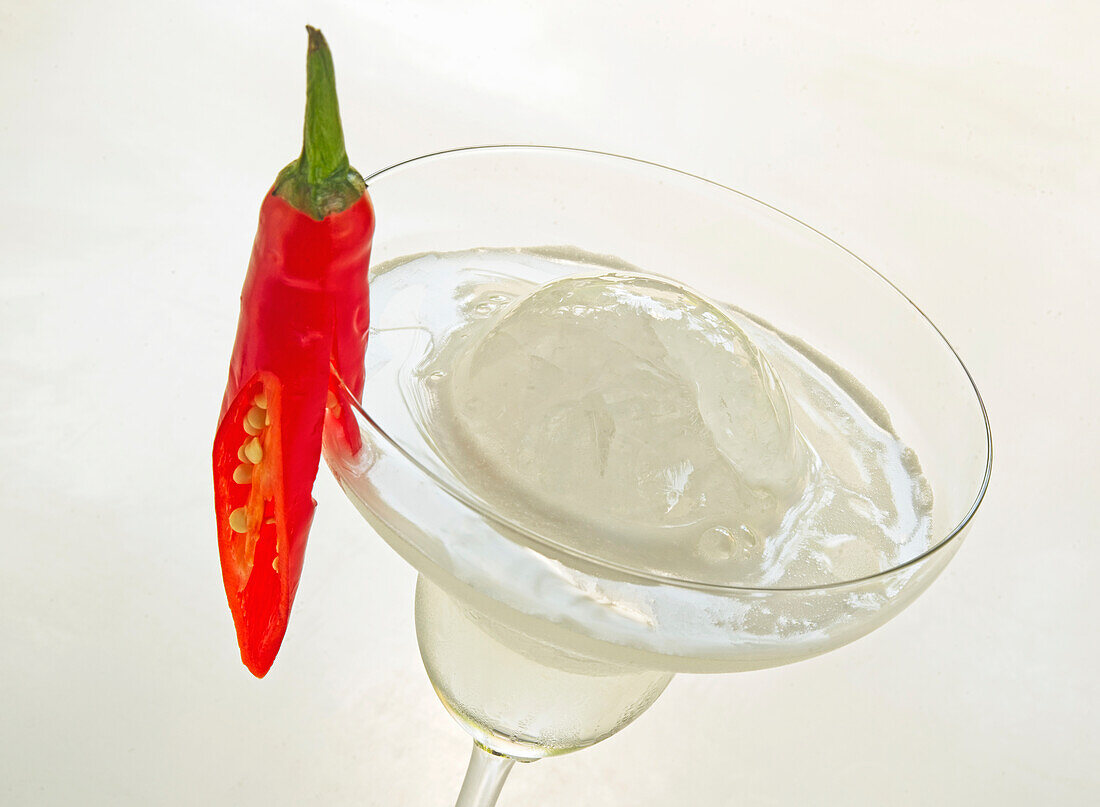 Spicy ice drink with white rum and lemon ice cream