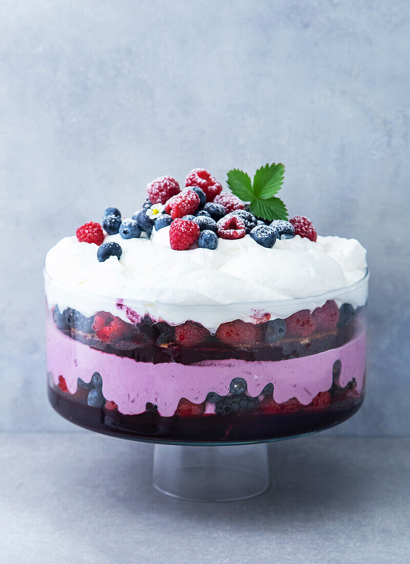 Trifle mit Joghurtmousse und gemischten Beeren