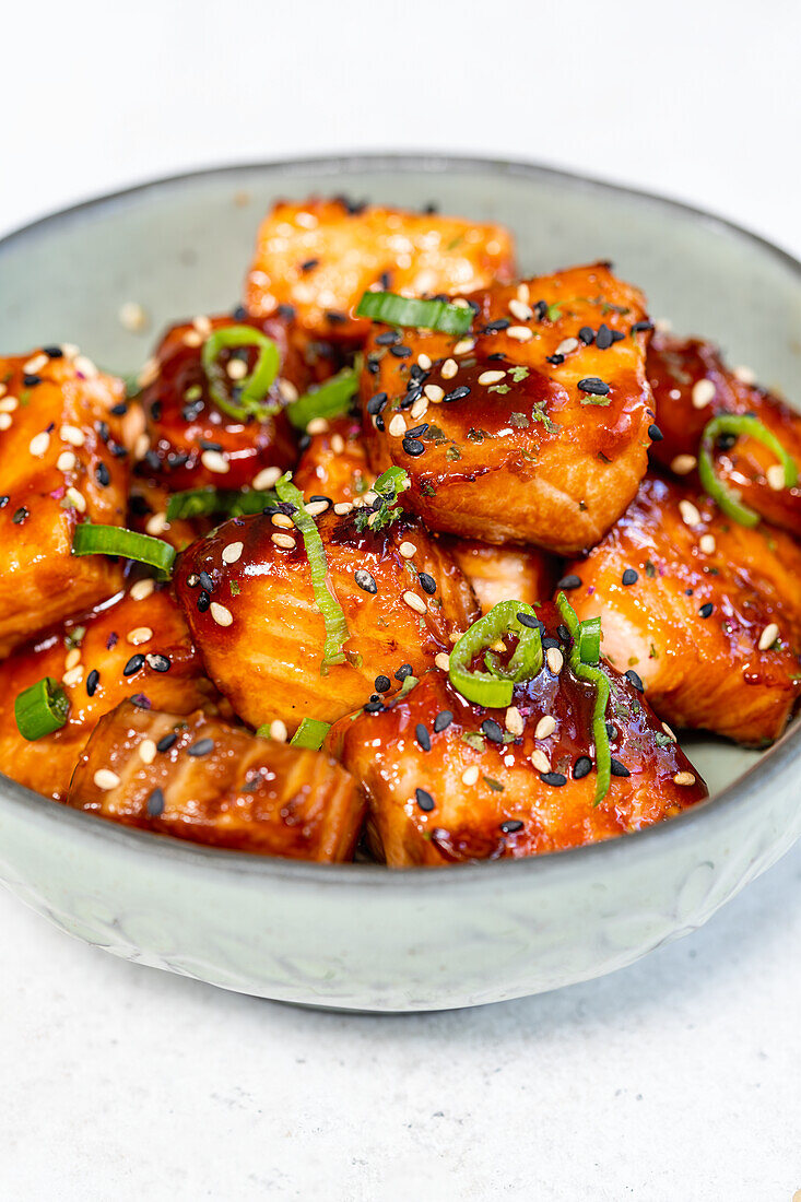 Salmon bites cooked in the air fryer