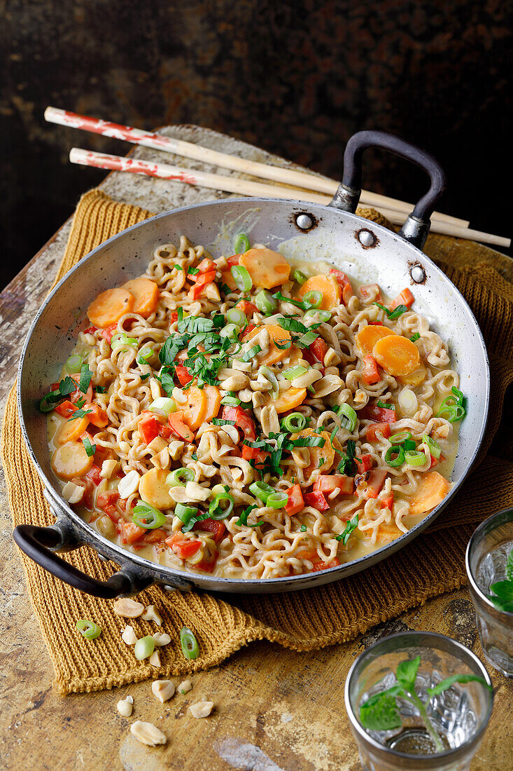 Asian noodles with coconut-peanut sauce