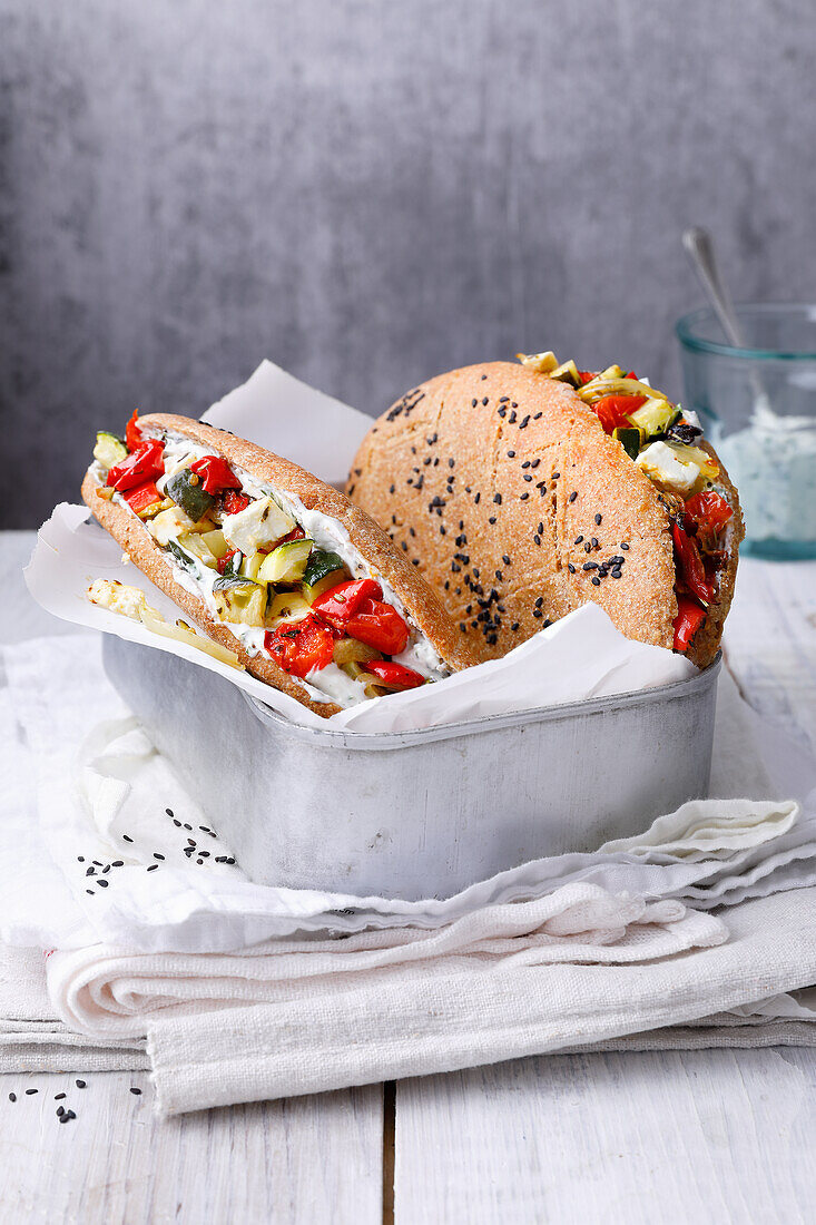 Oven vegetable sandwiches