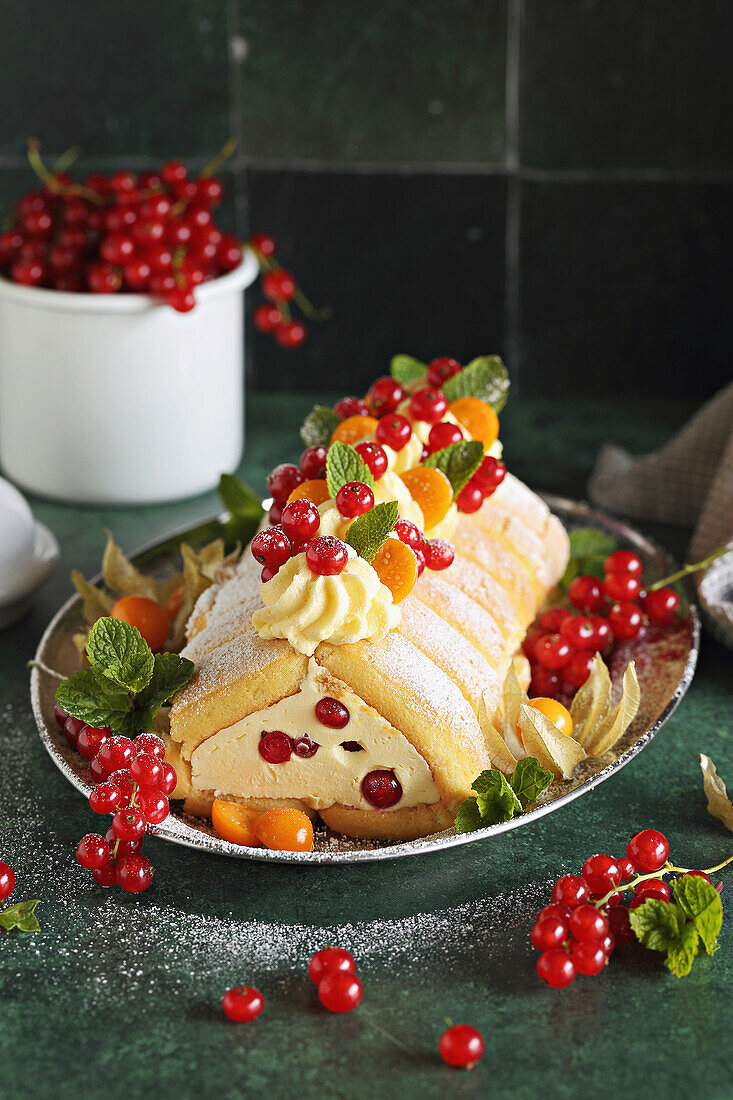 No Bake Tiramisu Roll with Fresh Berries