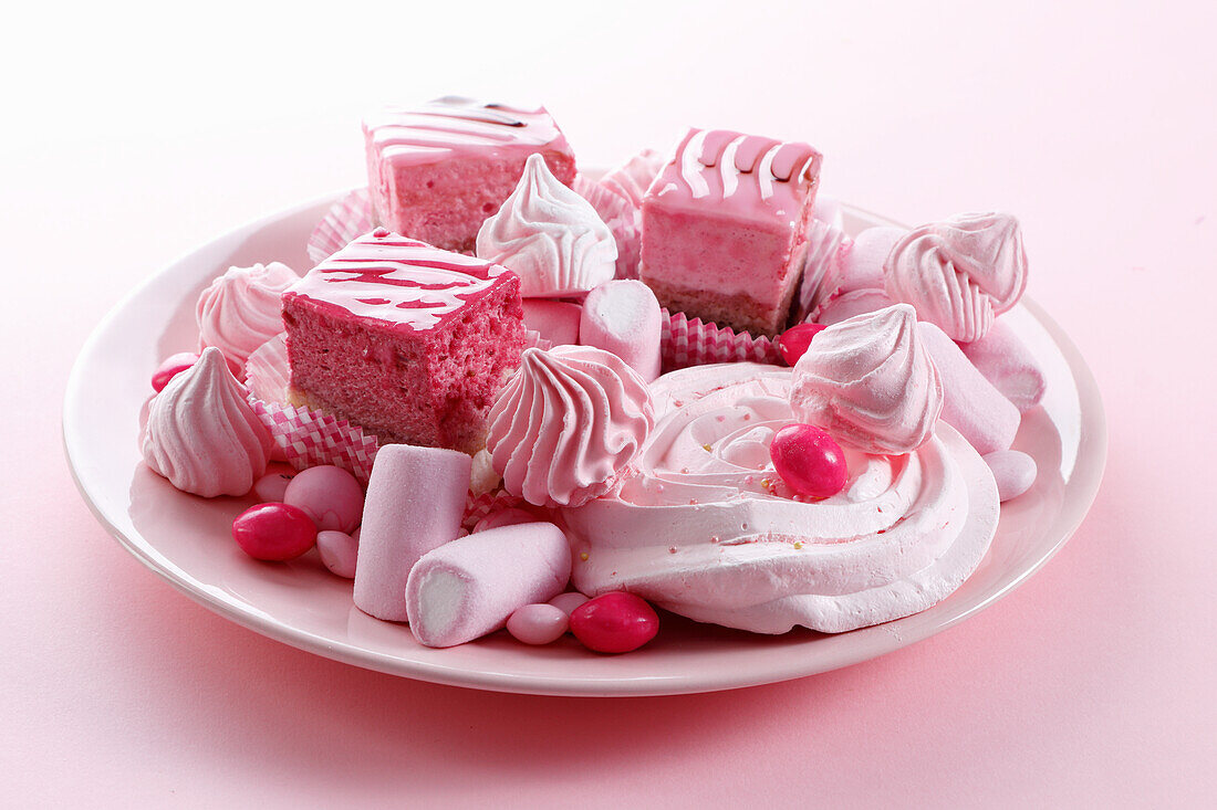 Pink cakes and sweets