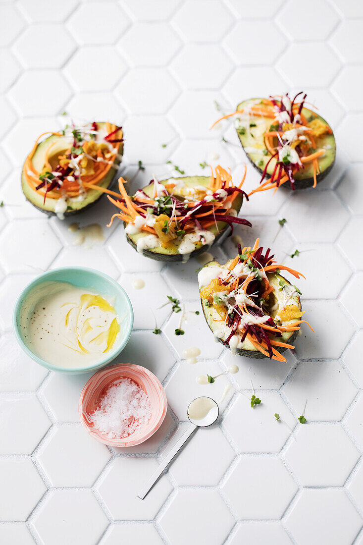 Avo rainbow salad cups