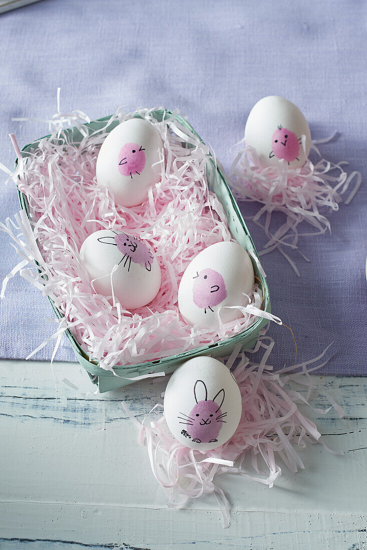 Stamped eggs with Easter motif